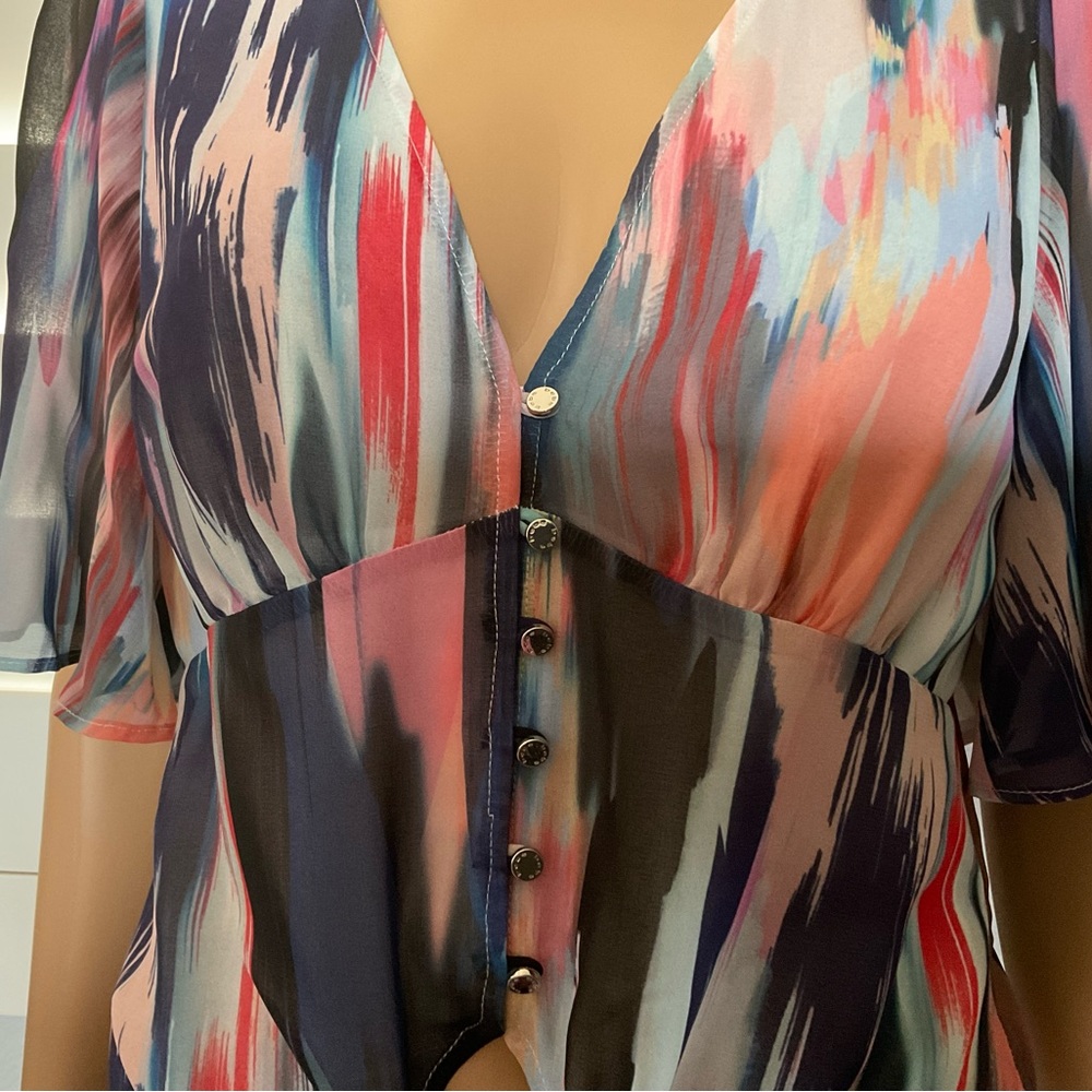 Bebe Multi-Color Wrap Top - image 2